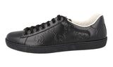 Gucci Men's Black Leather Pique Monogram Gg Ace Sneaker 625787