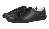 Gucci Men's Black Leather Pique Monogram Gg Ace Sneaker 625787