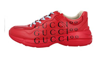 Gucci Men's Red Leather Rhyton Gucci100 Sneaker 680868