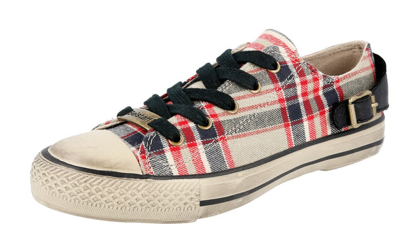 Belstaff Women's 757180 jair low lady check shoe red black Textile Sneaker