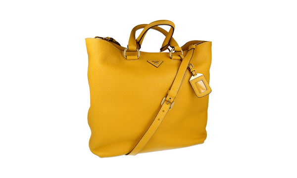 Prada Women's BN1713 Yellow Leather Shopper