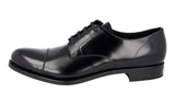Prada Men's Black welt-sewn Leather Cap Toe Derby Business Shoes DNC103