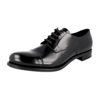 Prada Men's Black welt-sewn Leather Cap Toe Derby Business Shoes DNC103