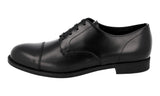 Prada Men's Black Brushed Spazzolato Leather Cap Toe Derby Business Shoes DNC108