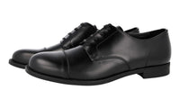 Prada Men's Black Brushed Spazzolato Leather Derby Business Shoes DNC108