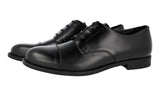 Prada Men's Black Brushed Spazzolato Leather Cap Toe Derby Business Shoes DNC108