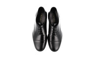 Prada Men's Black Brushed Spazzolato Leather Derby Business Shoes DNC108