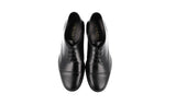Prada Men's Black Brushed Spazzolato Leather Cap Toe Derby Business Shoes DNC108