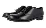 Prada Men's Black welt-sewn Leather Cap Toe Derby Business Shoes DNC108
