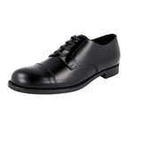 Prada Men's Black welt-sewn Leather Cap Toe Derby Business Shoes DNC108