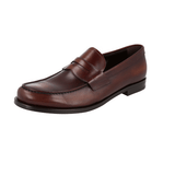 Prada Men's Brown Leather Penny Loafer Business Shoes DNC110