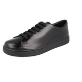 Prada Men's Black Brushed Spazzolato Leather Downtown Sneaker DNC112