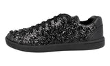 Car Shoe by Prada Women's Black Leather Crystal Glitter Sneaker KDE59M