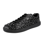 Car Shoe by Prada Women's Black Leather Crystal Glitter Sneaker KDE59M