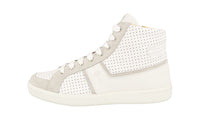 Car Shoe by Prada Women's White Leather High-Top Sneaker KDT46K