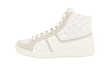 Car Shoe by Prada Women's White Leather High-Top Sneaker KDT46K