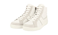 Car Shoe by Prada Women's White Leather High-Top Sneaker KDT46K