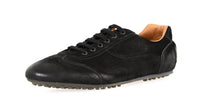 Car Shoe by Prada Men's Black Leather Sneaker KUE696