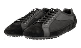 Car Shoe by Prada Men's Black Leather Sneaker KUE744