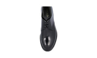 Prada Men's Black welt-sewn Leather Derby Business Shoes PCU009