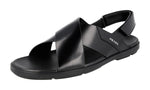 Prada Men's PE0591 B4L F0002 Brushed Spazzolato Leather Sandals