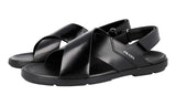 Prada Men's Black Brushed Spazzolato Leather Sandals PE0591