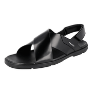 Prada Men's Black Brushed Spazzolato Leather Sandals PE0591