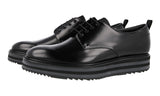 Prada Men's Black Brushed Spazzolato Leather Derby Plateau Business Shoes PI364A