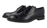Prada Men's Black welt-sewn Leather Derby Business Shoes PI672B