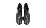 Prada Men's Black welt-sewn Leather Derby Business Shoes PI672B