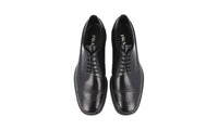 Prada Men's Black welt-sewn Leather Derby Business Shoes PI672B