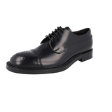 Prada Men's Black welt-sewn Leather Derby Business Shoes PI672B