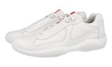 Prada Men's White Leather Americas Cup Sneaker PS0906