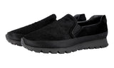 Prada Men's Black Heavy-Duty Rubber Sole Leather Matchrace Sneaker PSU002