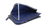 Prada Men's Blue Saffiano Leather Pouch Wallet Necessaire Dokumentenmappe Handtasche Geldboerse Messenger Bag VR0095