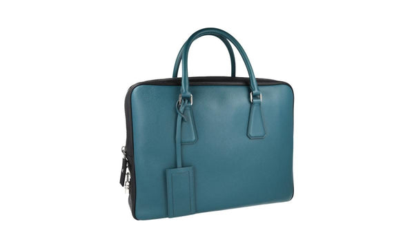 Prada Men's VS305M Turquoise Saffiano Leather Leather Folder Bag