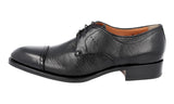Santoni Men's Black welt-sewn Leather Cap Toe Deer Skin Derby Business Shoes santon