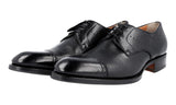 Santoni Men's Black welt-sewn Leather Cap Toe Deer Skin Derby Business Shoes santon