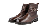 Santoni Men's Brown welt-sewn Leather Rabbit Fur Velatura Half-Boot santon